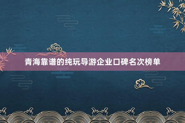 青海靠谱的纯玩导游企业口碑名次榜单