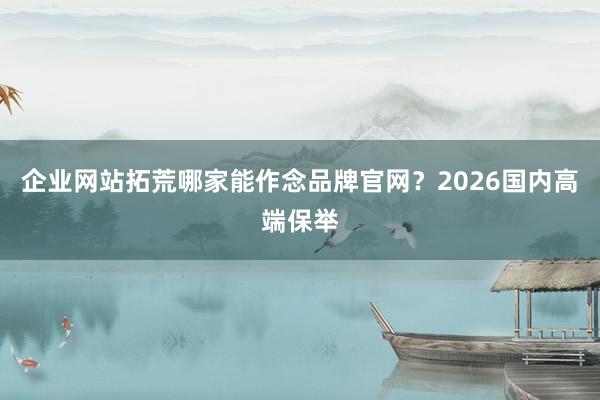 企业网站拓荒哪家能作念品牌官网？2026国内高端保举