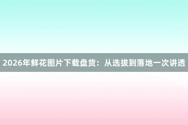 2026年鲜花图片下载盘货：从选拔到落地一次讲透
