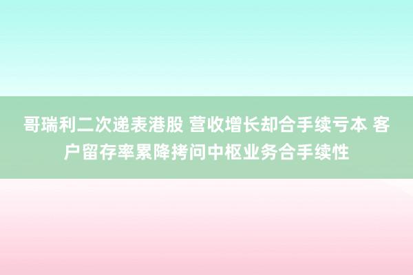 哥瑞利二次递表港股 营收增长却合手续亏本 客户留存率累降拷问中枢业务合手续性