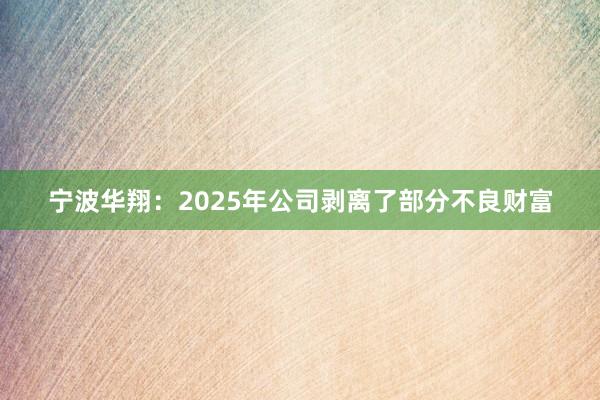 宁波华翔：2025年公司剥离了部分不良财富