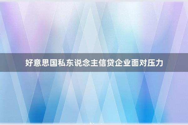 好意思国私东说念主信贷企业面对压力