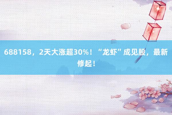688158，2天大涨超30%！“龙虾”成见股，最新修起！