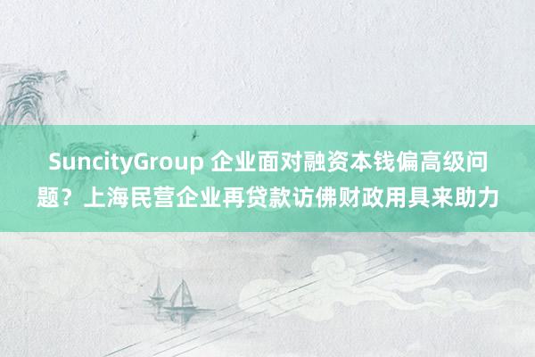 SuncityGroup 企业面对融资本钱偏高级问题？上海民营企业再贷款访佛财政用具来助力