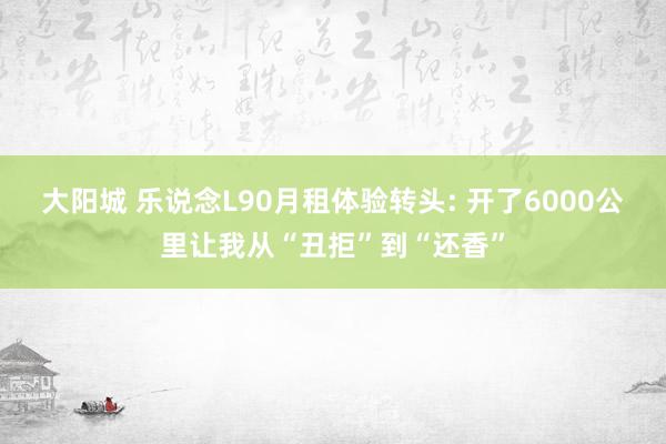 大阳城 乐说念L90月租体验转头: 开了6000公里让我从“丑拒”到“还香”