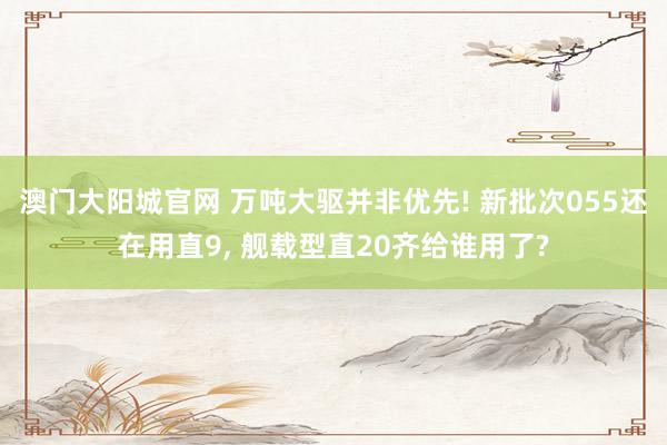 澳门大阳城官网 万吨大驱并非优先! 新批次055还在用直9， 舰载型直20齐给谁用了?