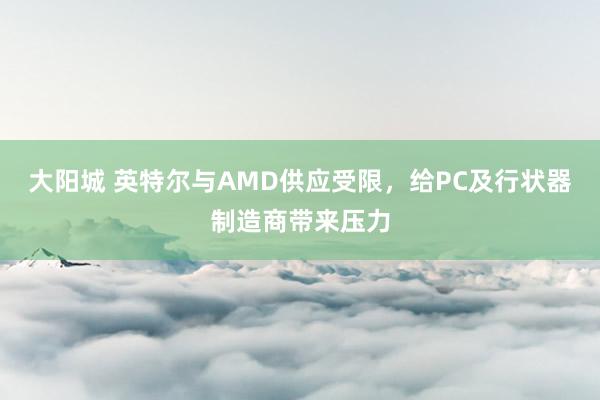 大阳城 英特尔与AMD供应受限，给PC及行状器制造商带来压力