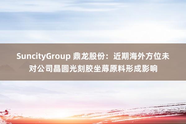 SuncityGroup 鼎龙股份：近期海外方位未对公司晶圆光刻胶坐蓐原料形成影响