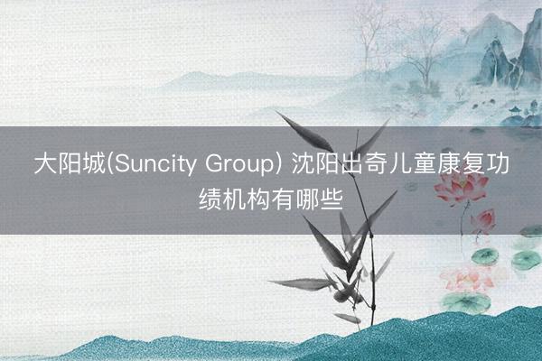 大阳城(Suncity Group) 沈阳出奇儿童康复功绩机构有哪些