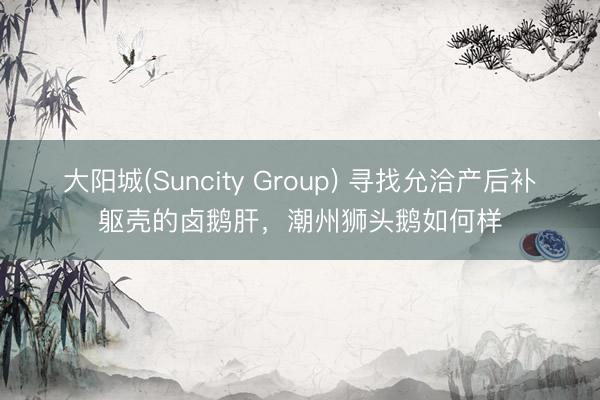 大阳城(Suncity Group) 寻找允洽产后补躯壳的卤鹅肝，潮州狮头鹅如何样