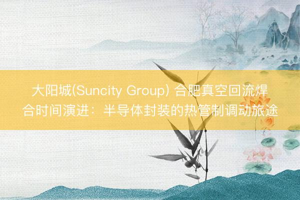 大阳城(Suncity Group) 合肥真空回流焊合时间演进：半导体封装的热管制调动旅途