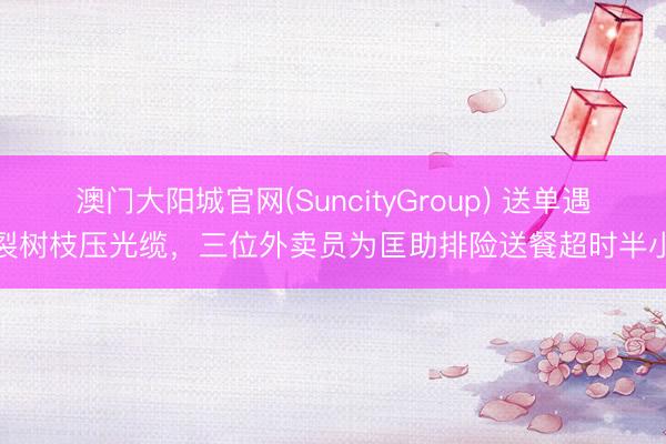 澳门大阳城官网(SuncityGroup) 送单遇断裂树枝压光缆，三位外卖员为匡助排险送餐超时半小时