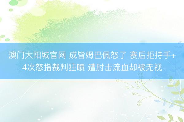 澳门大阳城官网 成皆姆巴佩怒了 赛后拒持手+4次怒指裁判狂喷 遭肘击流血却被无视