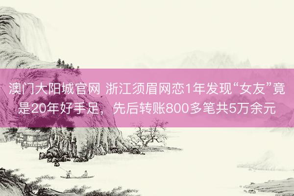 澳门大阳城官网 浙江须眉网恋1年发现“女友”竟是20年好手足，先后转账800多笔共5万余元