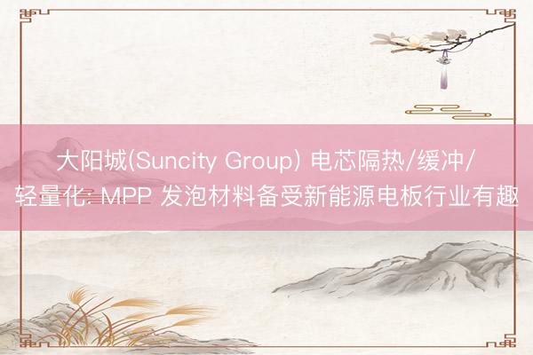 大阳城(Suncity Group) 电芯隔热/缓冲/轻量化: MPP 发泡材料备受新能源电板行业有趣