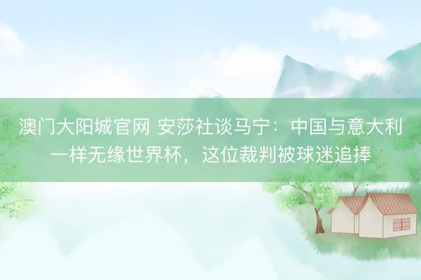 澳门大阳城官网 安莎社谈马宁：中国与意大利一样无缘世界杯，这位裁判被球迷追捧