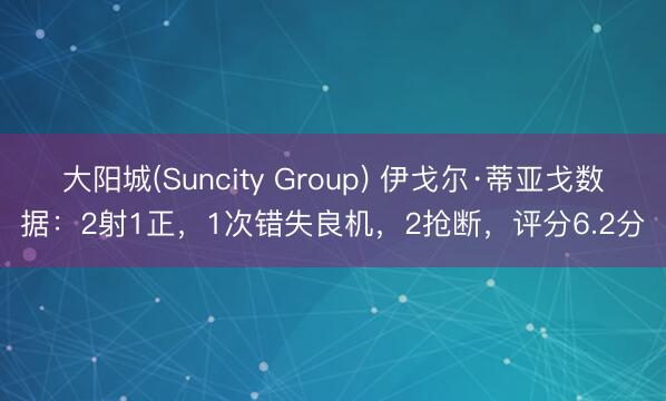 大阳城(Suncity Group) 伊戈尔·蒂亚戈数据：2射1正，1次错失良机，2抢断，<a href=