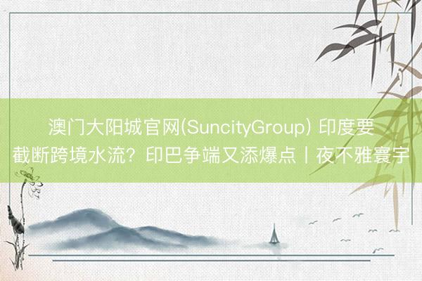 澳门大阳城官网(SuncityGroup) 印度要截断跨境水流？印巴争端又添爆点丨夜不雅寰宇